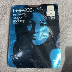 Vtg Heiress Sheer Seamless Support Stockings Hose Size 2‎ 9-10 Coffee Time